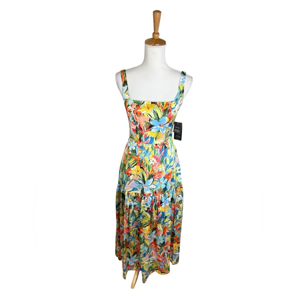 AIDAN BY AIDAN MADDOX BY ADRIANNA PAPELL DRESS SIZE 0 FIT & FLARE FLORAL T-DRESS